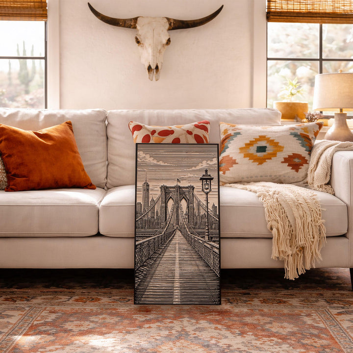Brooklyn Bridge Walkway Engraved Birch Art Panel
