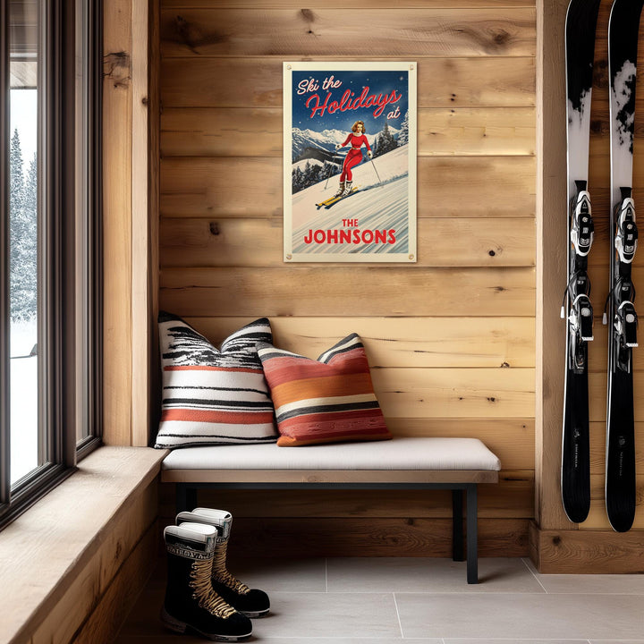 Custom Ski the Holidays Felt Banner