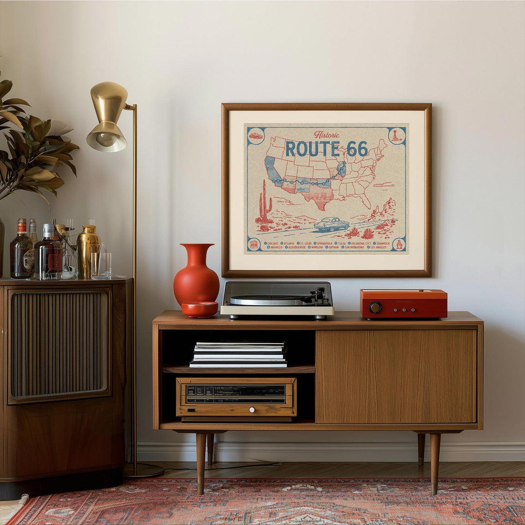 Route 66 Map Art Print