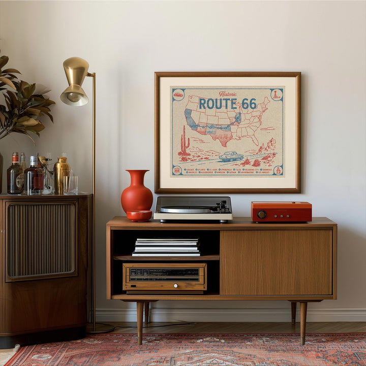 Route 66 Map Art Print