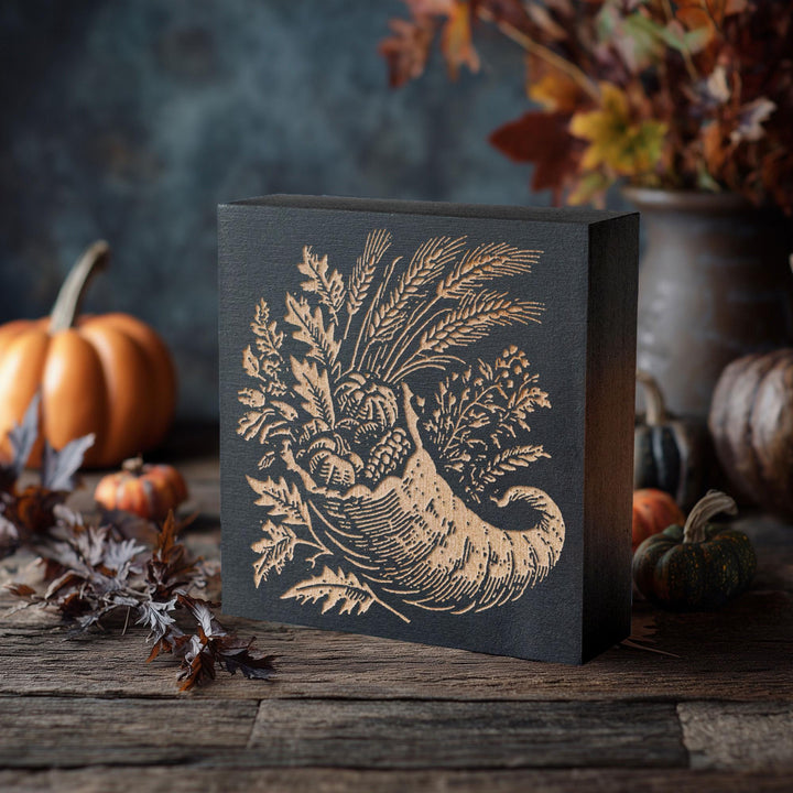 Autumn Cornucopia Engraved Birch Wood Panel