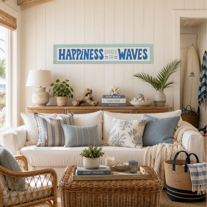 Happiness Comes in Waves Felt Banner