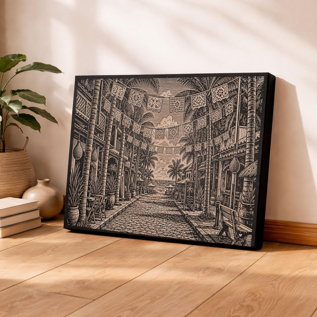 San Pancho Mexico Engraved Birch Art Panel
