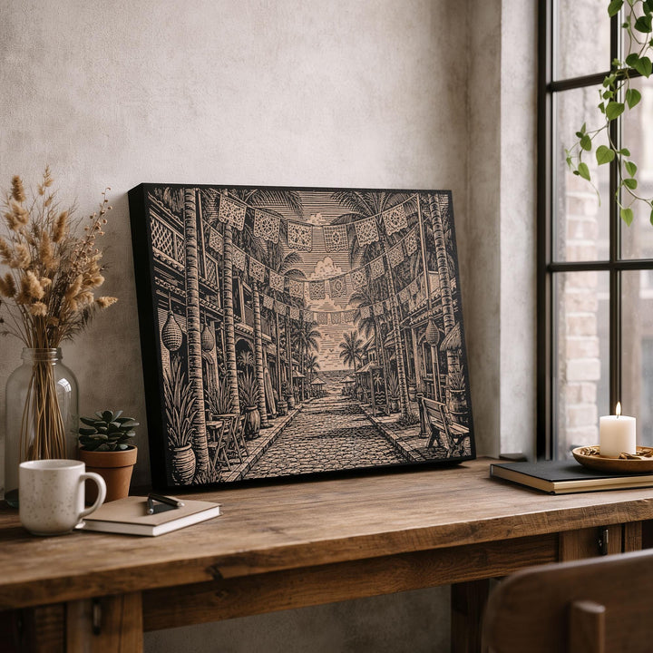 San Pancho Mexico Engraved Birch Art Panel