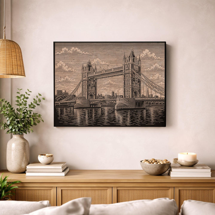 Tower Bridge London Engraved Birch Art Panel