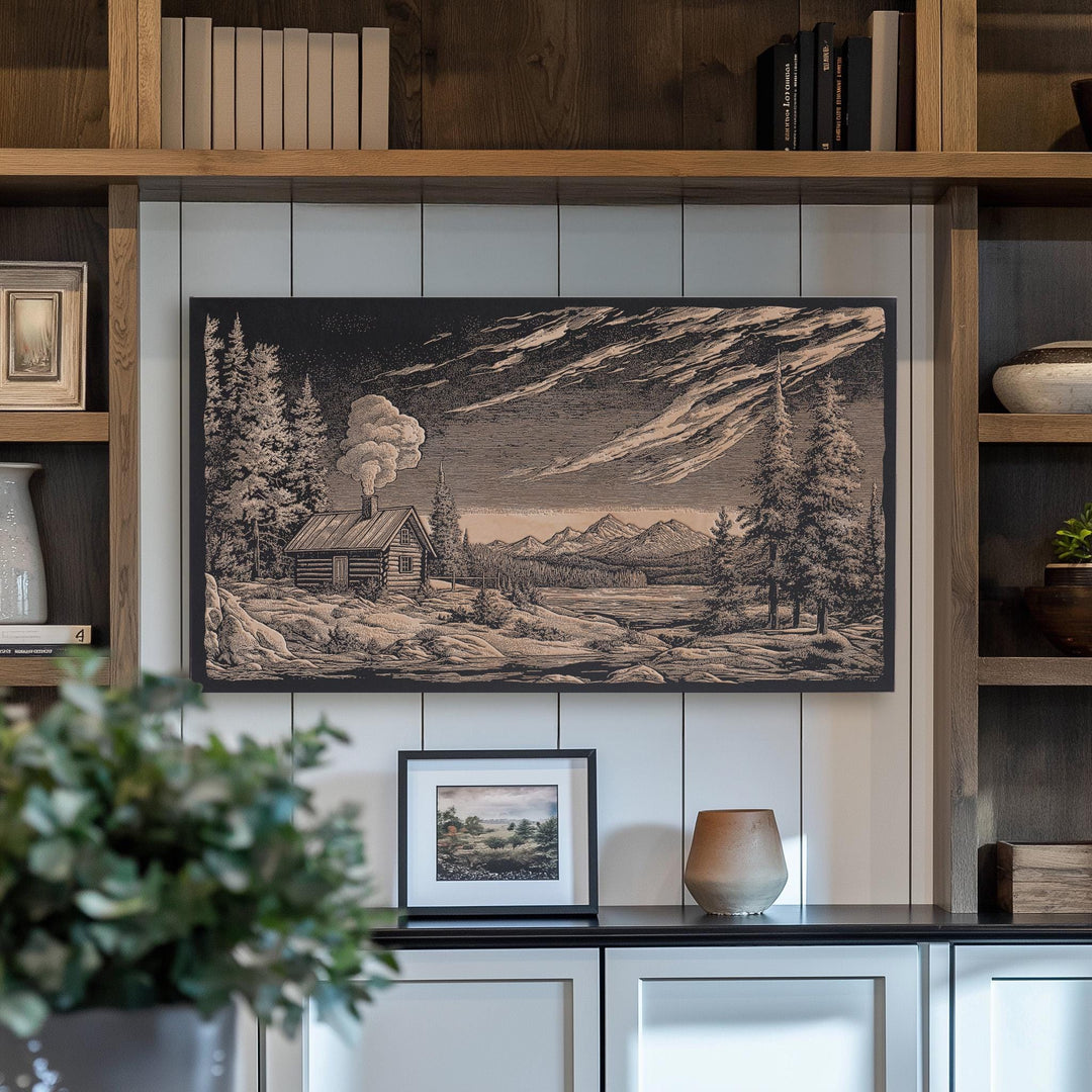 Cabin Engraved Illustration
