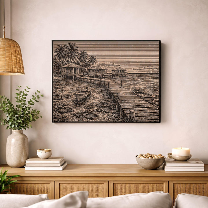 Belize Cayes Engraved Birch Art Panel