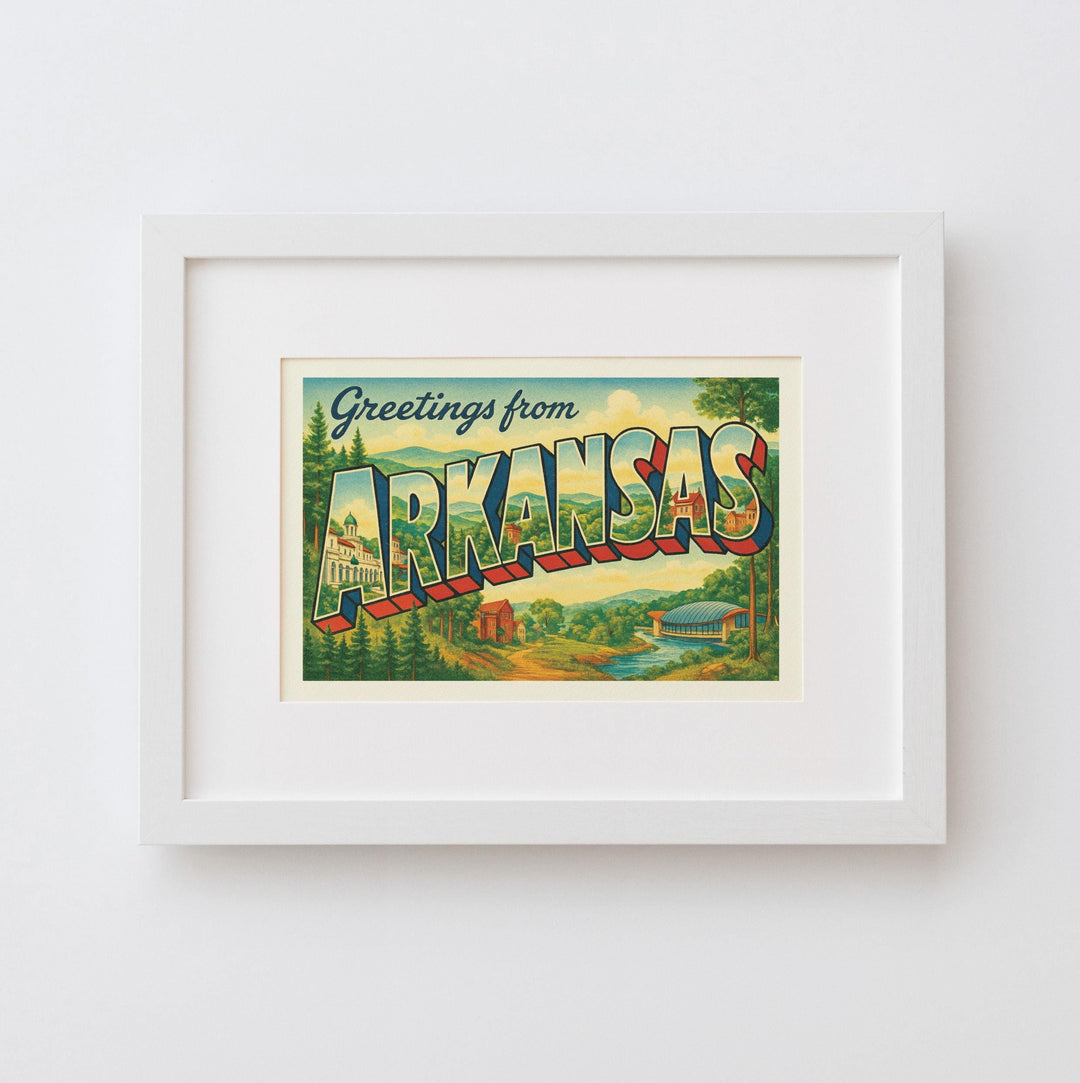 Arkansas Postcard Art Print
