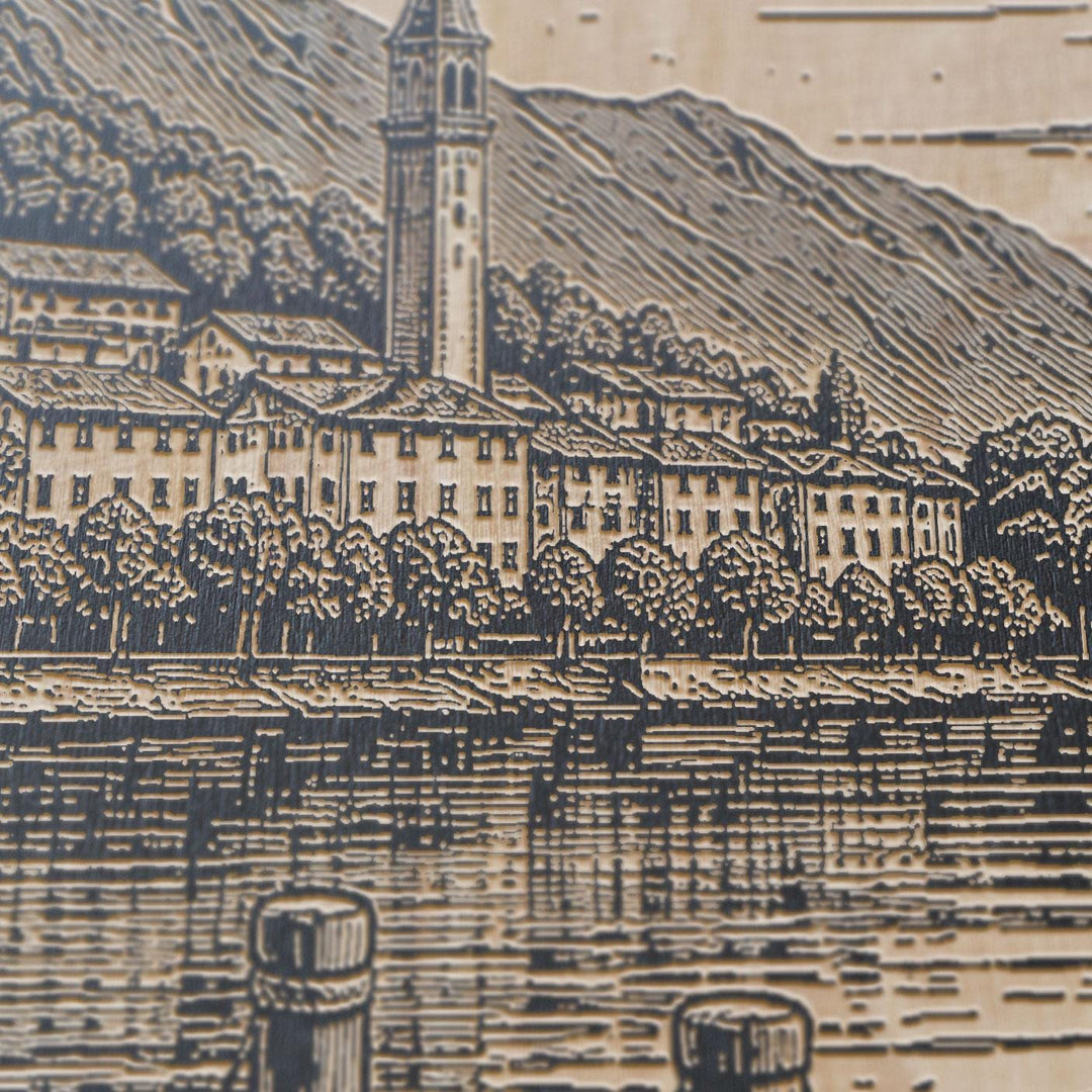 Lake Como Italy Engraved Birch Art Panel