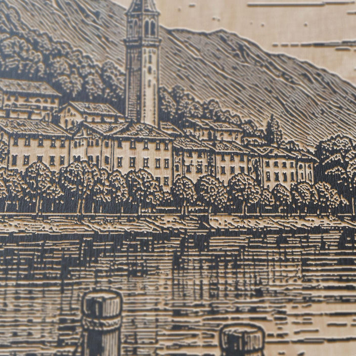 Lake Como Italy Engraved Birch Art Panel