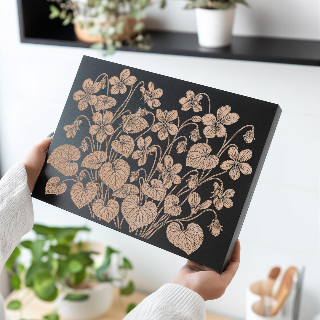 Violets Engraved Birch Art Panel
