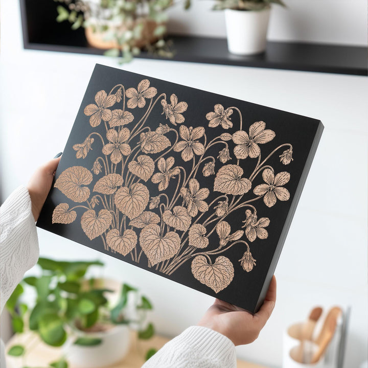 Violets Engraved Birch Art Panel
