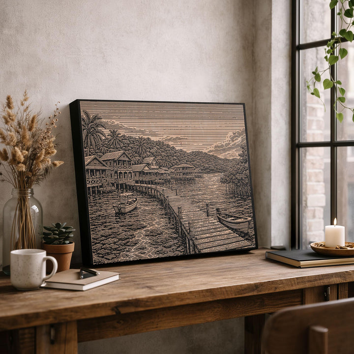 Bocas del Toro Engraved Birch Art Panel