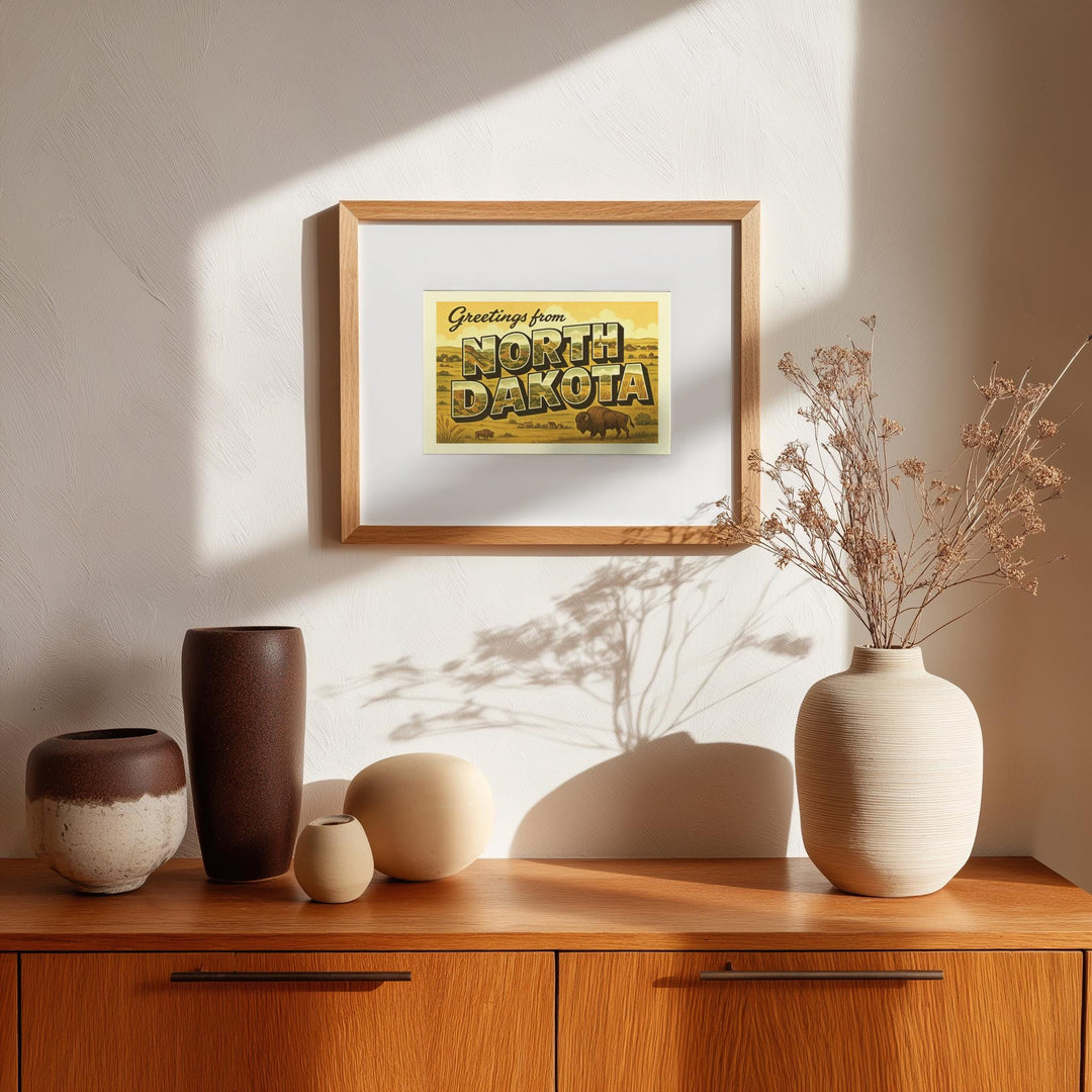 North Dakota Postcard Art Print