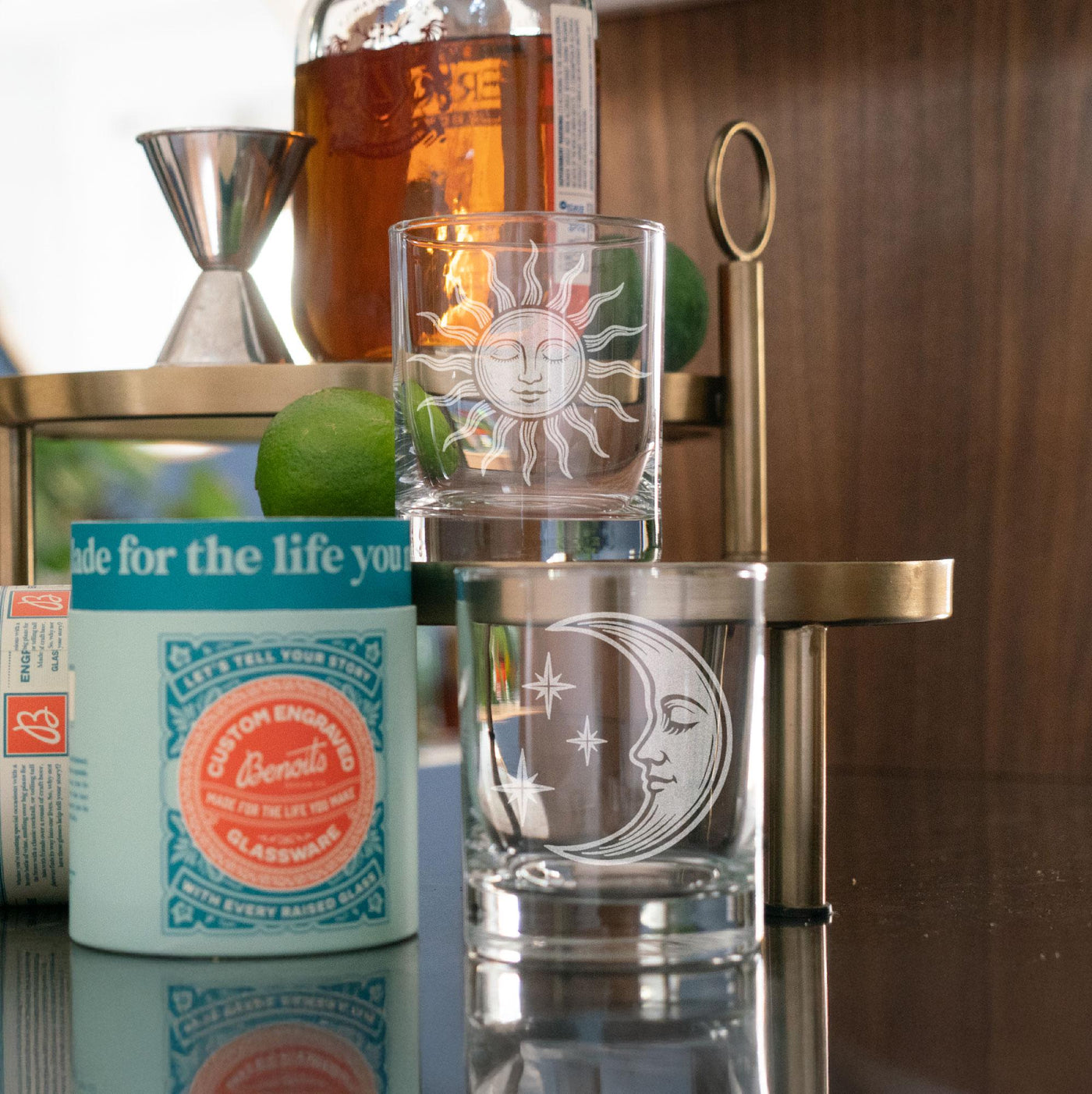 Vintage Sun & Moon Face Glasses (Set of 2)