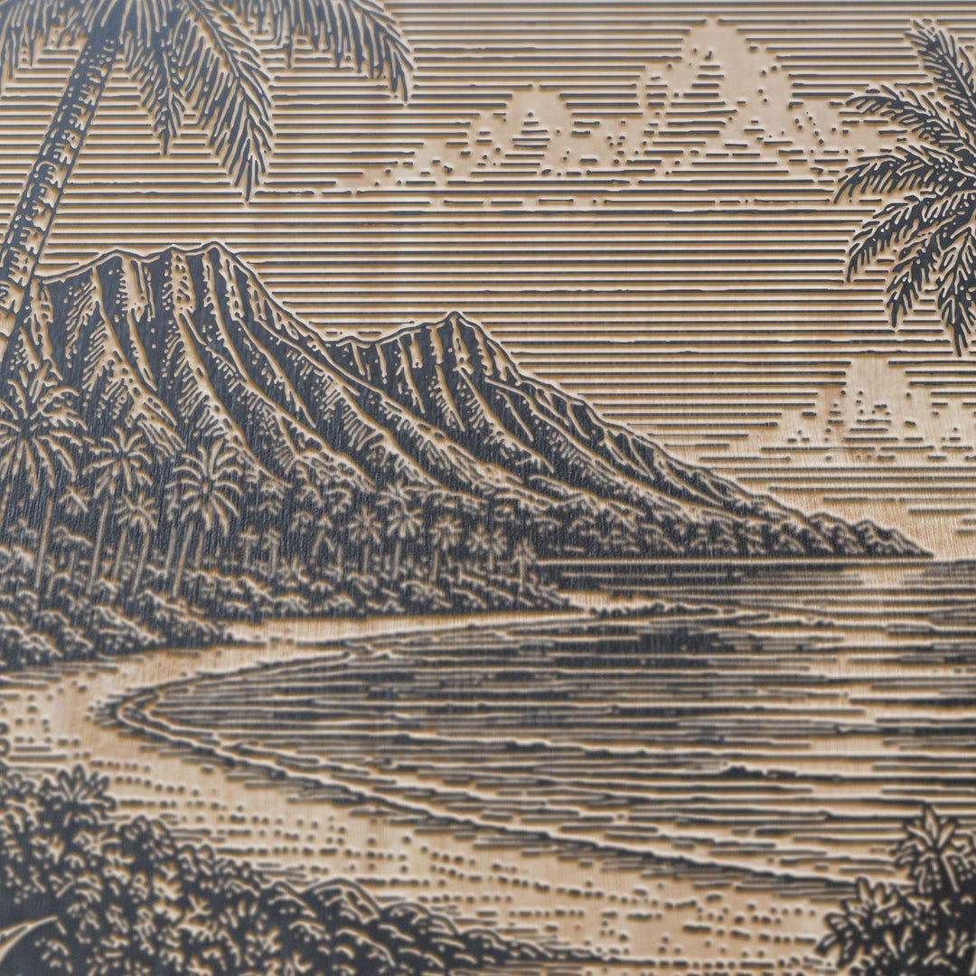 Maui Palm Path to Beach Engraved Birch Art Panel