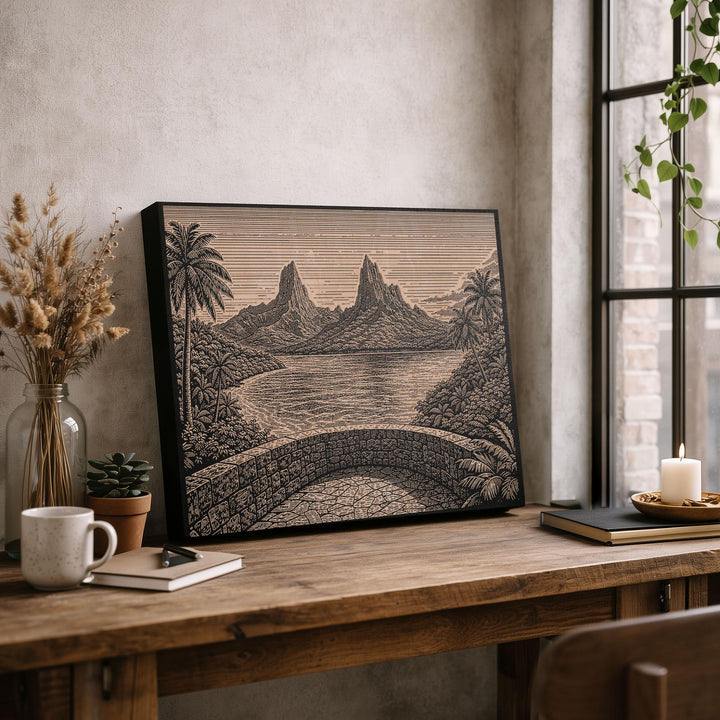 Moorea Tropical Vista Engraved Birch Art Panel