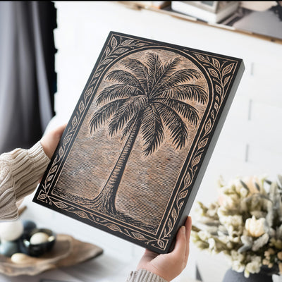 Palm Tree Engraved Birch Illustration