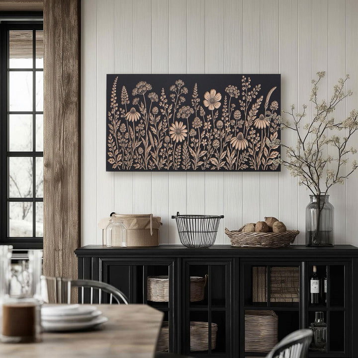 Wildflowers Engraved Birch Art Panel
