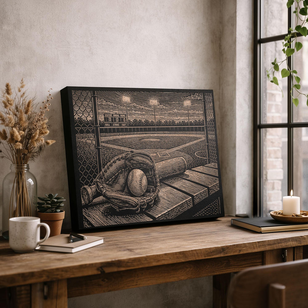 Little League Field Engraved Illustration