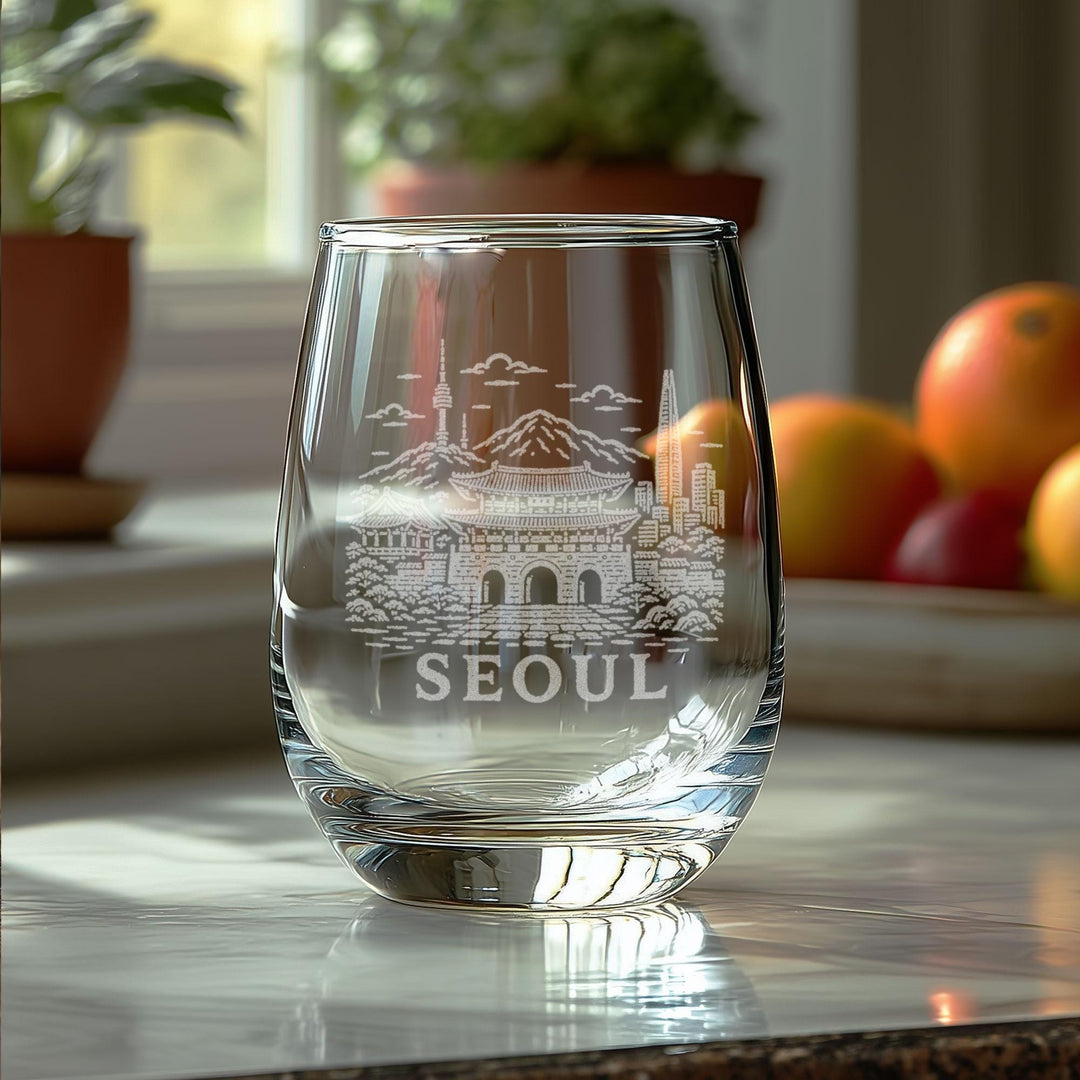 Seoul South Korea Engraved Glass