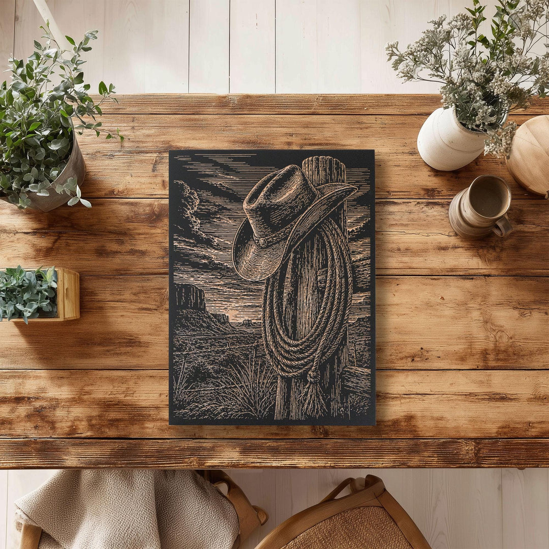 Cowboy Hat Engraved Illustration
