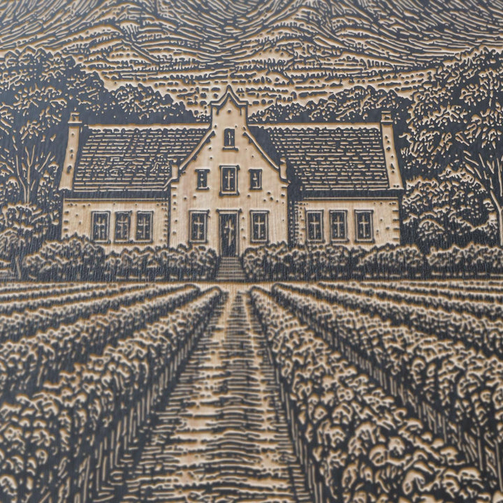 Cape Winelands Engraved Birch Art Panel
