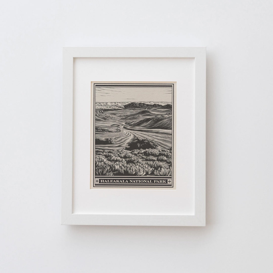 Haleakala National Park Volcano Lithograph Style Print - Vintage Maui Hawaii archival matte fine art print. Haleakalā Deserted Mountain Gift