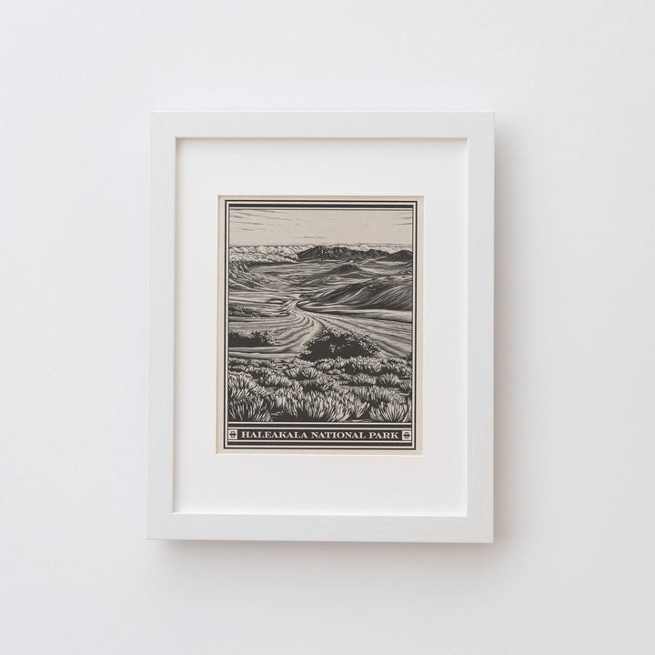 Haleakala National Park Volcano Lithograph Style Print - Vintage Maui Hawaii archival matte fine art print. Haleakalā Deserted Mountain Gift