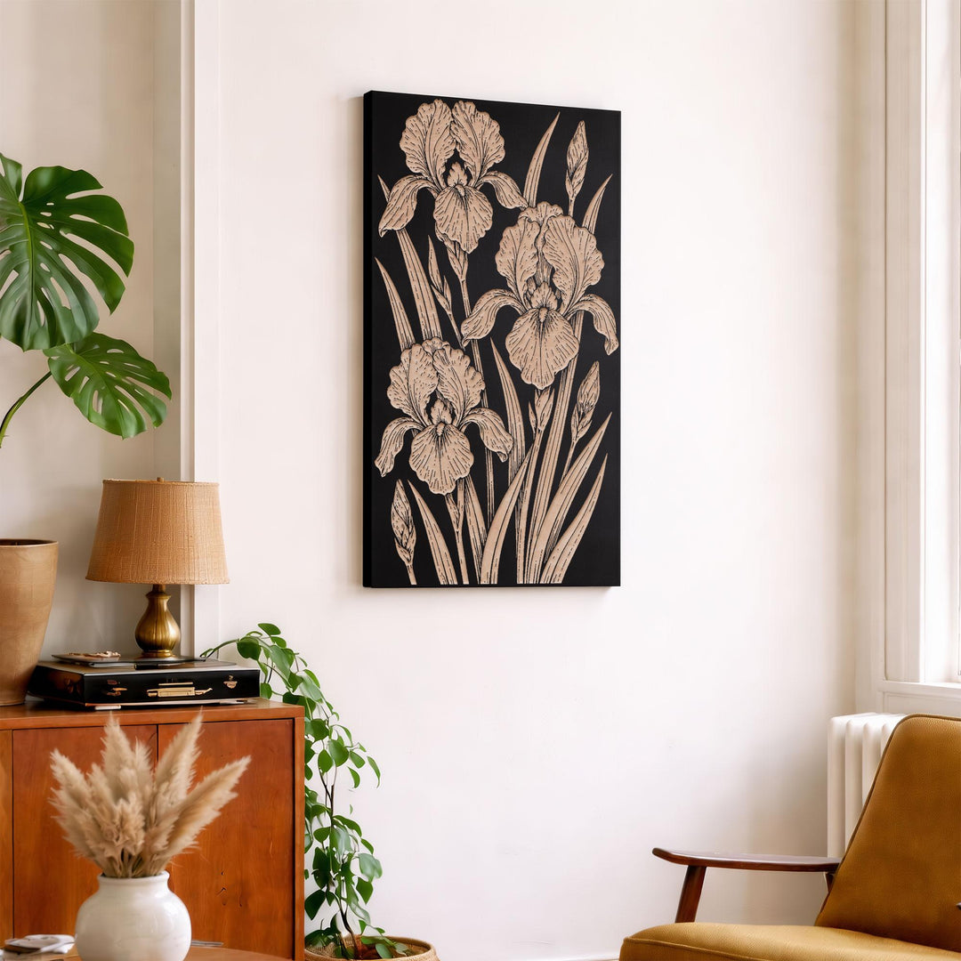 Iris Bloom Engraved Birch Art Panel