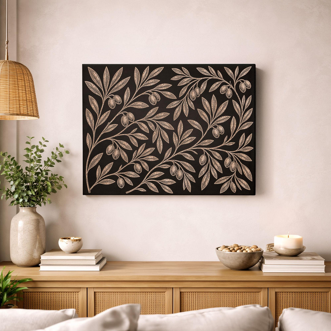 Olive Branches Engraved Birch Art Panel
