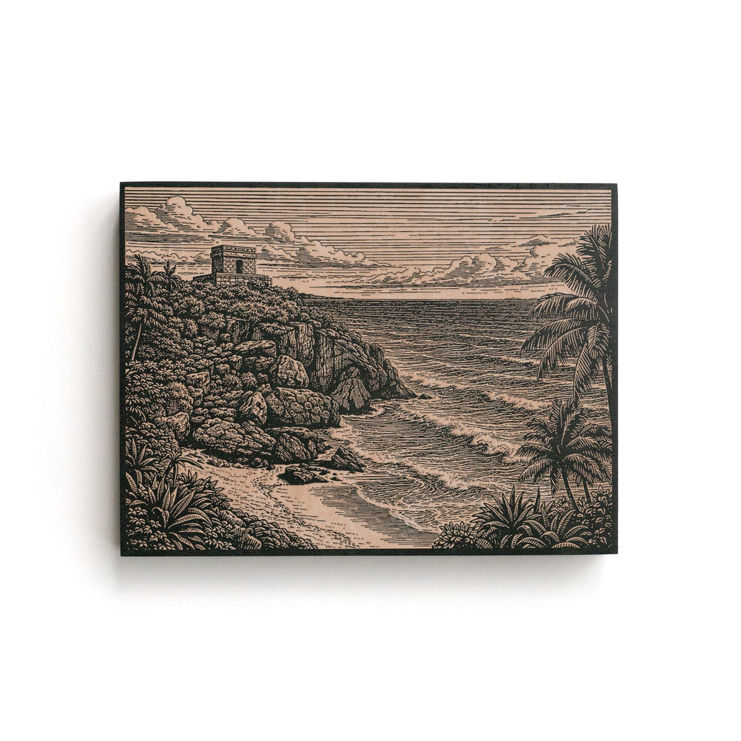 Tulum Beach Engraved Birch Art Panel