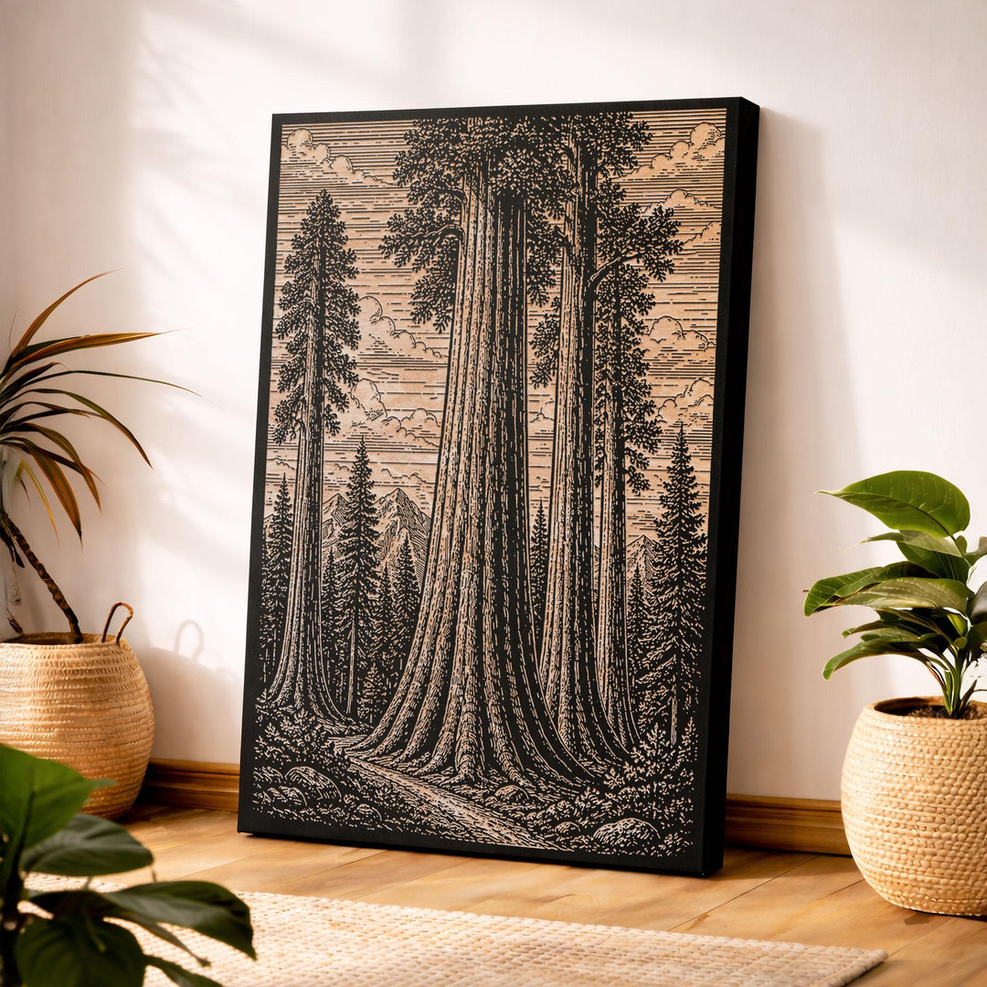 Giant Sequoia Grove Engraved Birch Art Panel