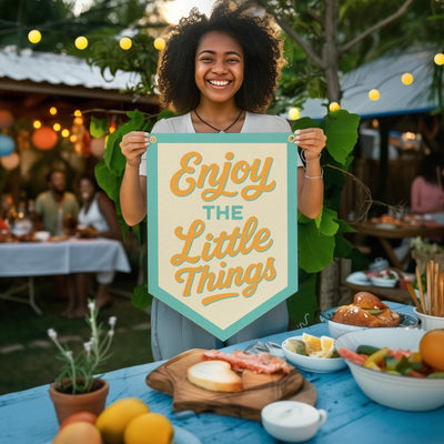 Enjoy the Little Things Felt Camp Flag