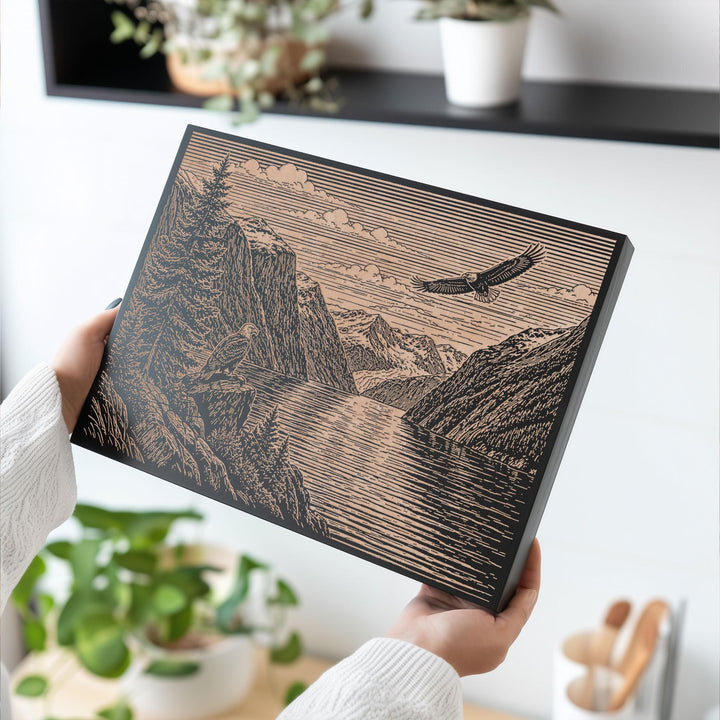 Alaska Fjord Engraved Birch Art Panel
