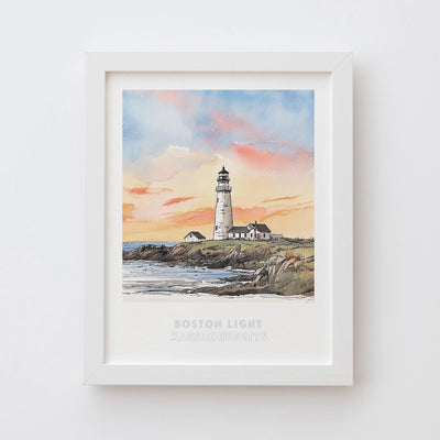 Boston Light Lighthouse Massachusetts Wall Art Print