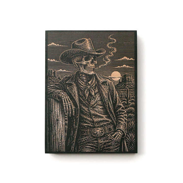 Skeleton Cowboy Engraved Illustration