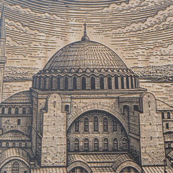 Blue Mosque Engraved Birch Art Panel