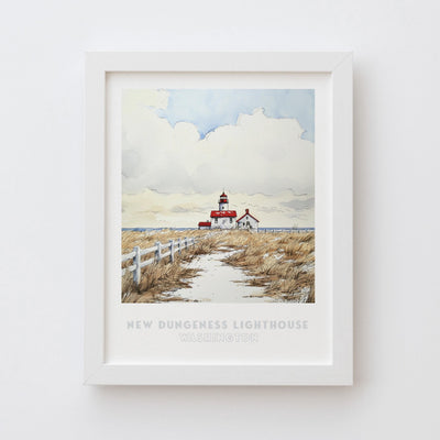 New Dungeness Lighthouse Washington Wall Art Print
