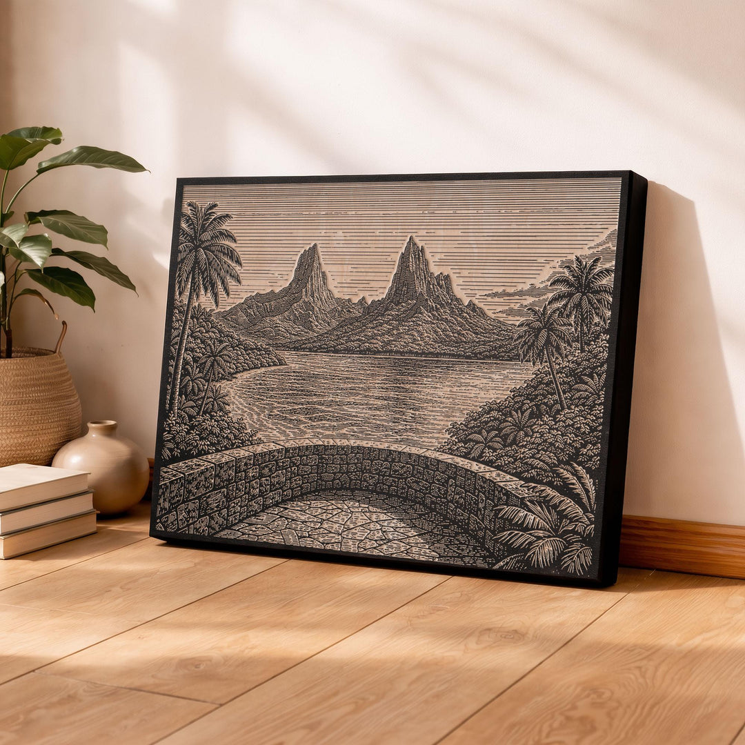 Moorea Tropical Vista Engraved Birch Art Panel