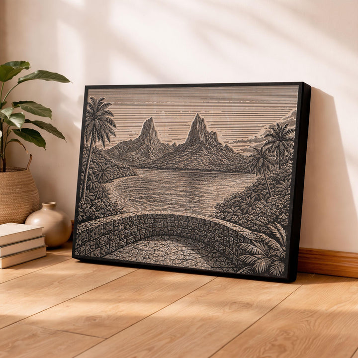 Moorea Tropical Vista Engraved Birch Art Panel