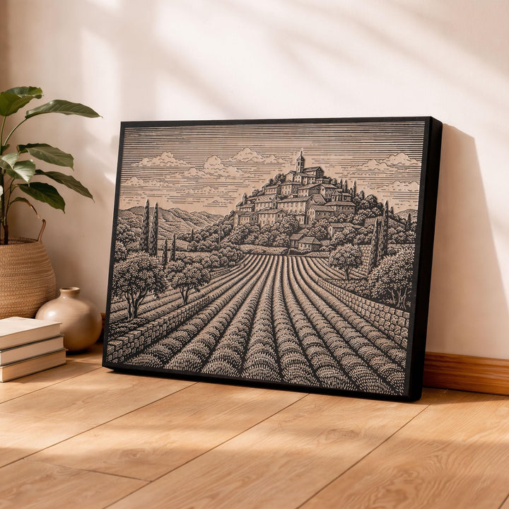 Provence Lavender Fields Engraved Birch Art Panel