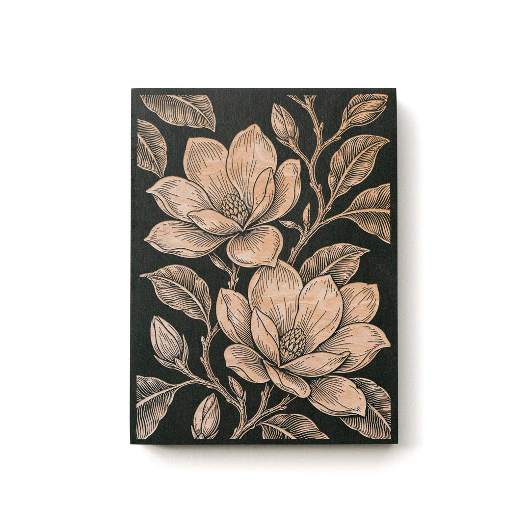 Magnolia Blossom Engraved Birch Art Panel