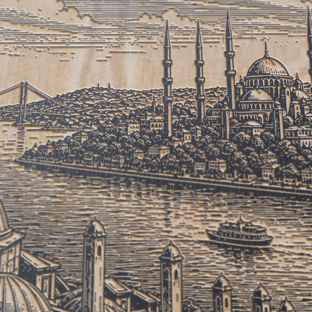 Istanbul Blue Mosque Engraved Birch Art Panel