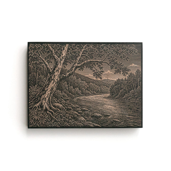 Sycamore River Bend Engraved Birch Art Panel