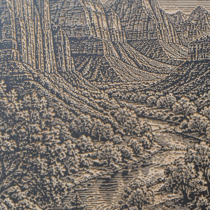 Zion Canyon Vista with River Engraved Birch Art Panel