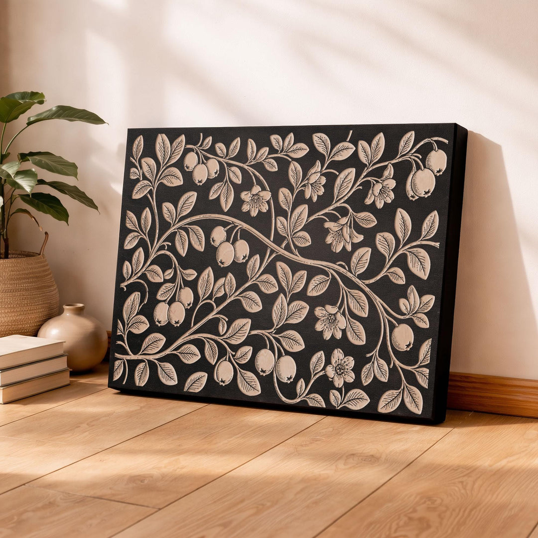 Cranberry Vine Engraved Birch Art Panel