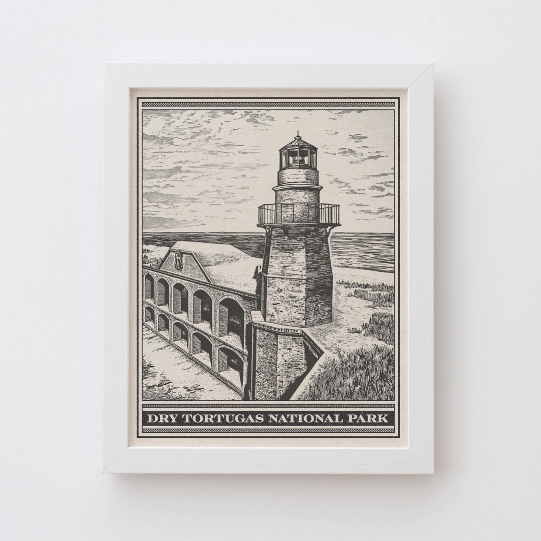 Dry Tortugas National Park Lithograph Style Print - Vintage Florida archival matte fine art print. Fort Jefferson Garden Key. Travel Gift.