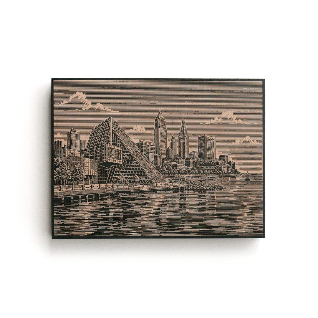 Cleveland Rock Hall Engraved Birch Art Panel