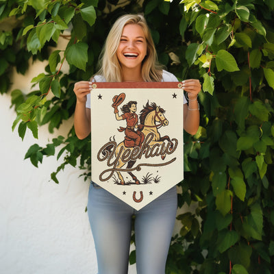 Yeehaw Felt Camp Flag
